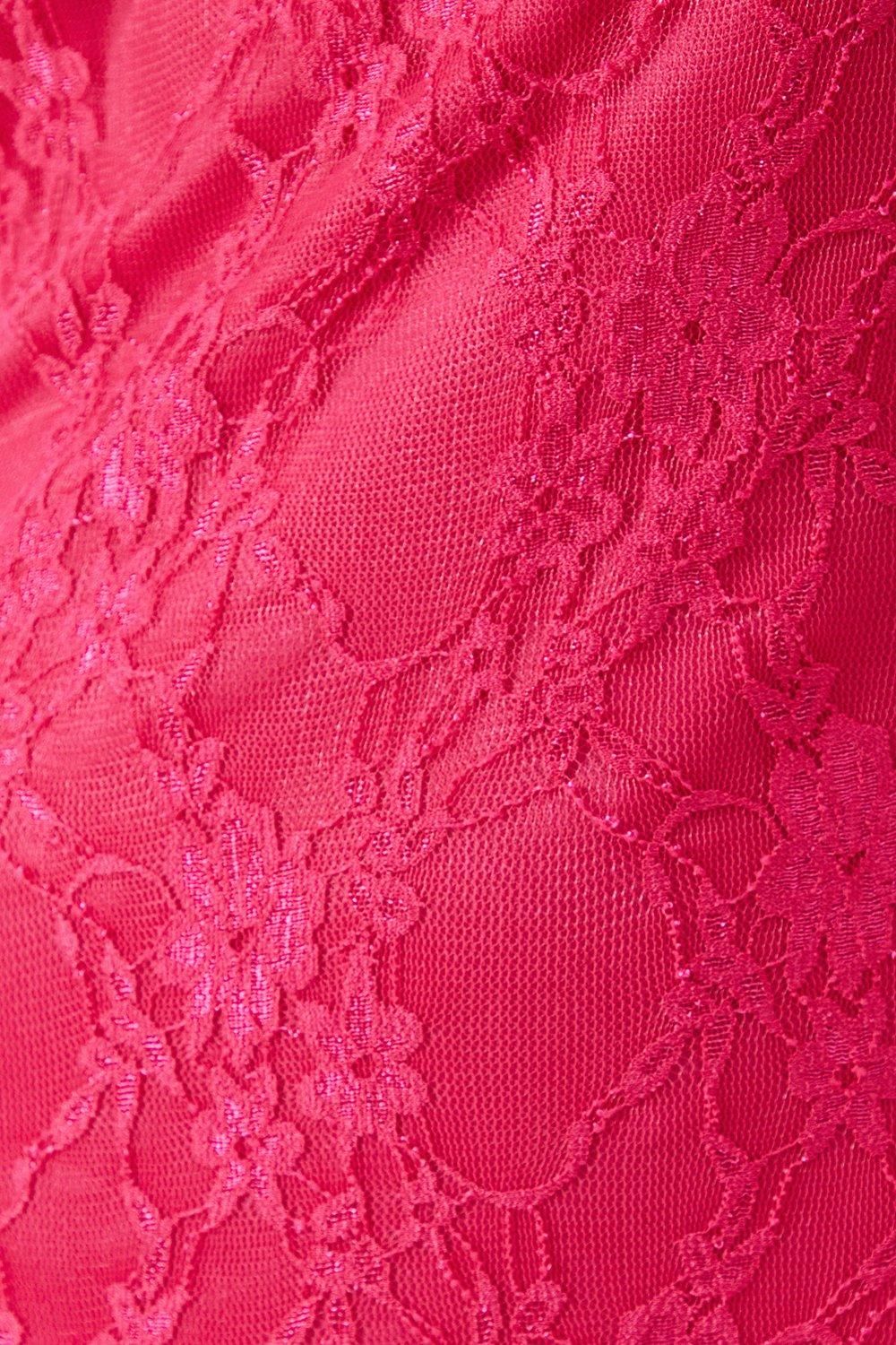 Warehouse Stretch Lace Flared Sleeve A-line Mini Dress Hot Pink image 4