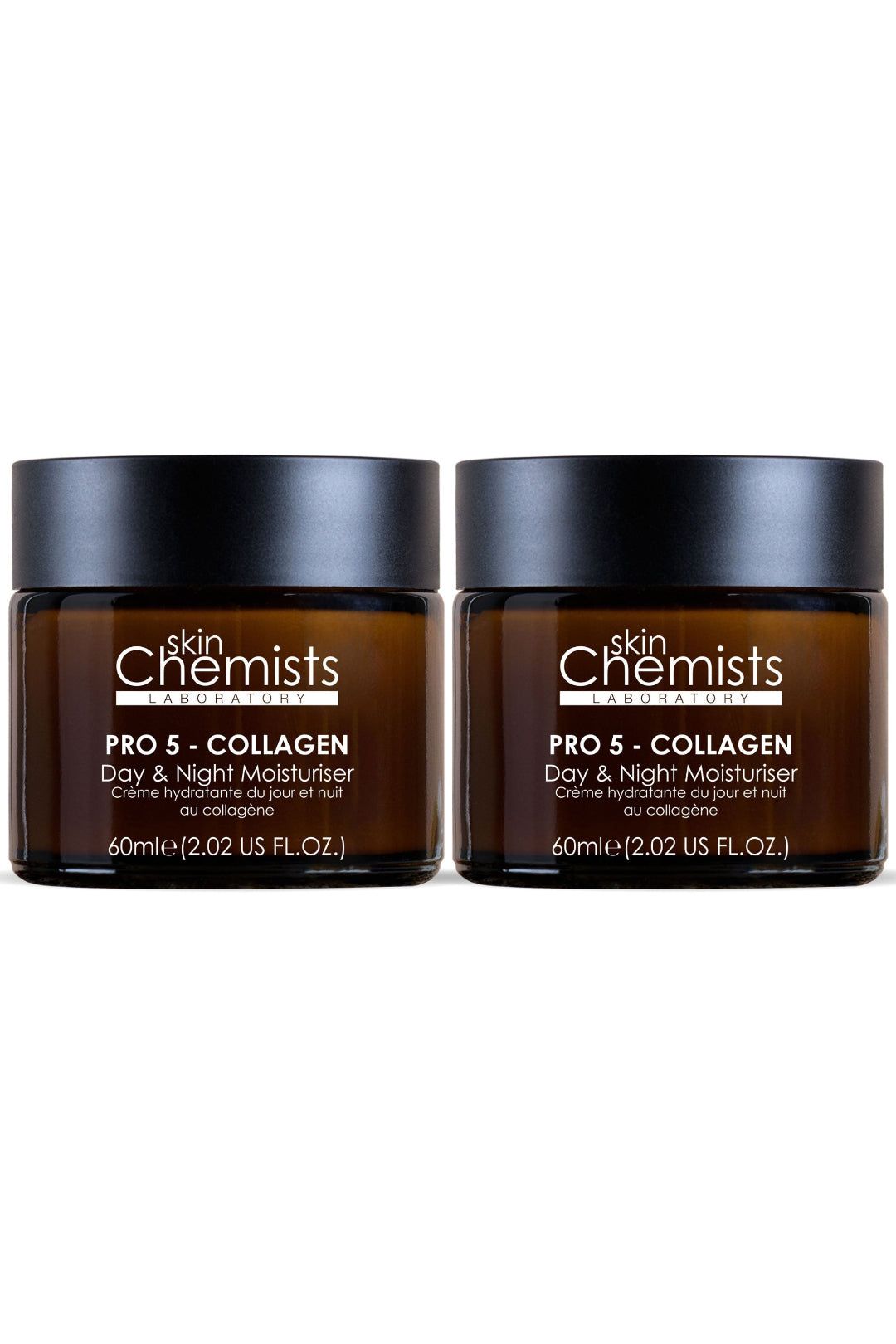 skinChemists professional Pro-5 Collagen Day & Night Moisturiser 60ml x 2 Duo Set image 1
