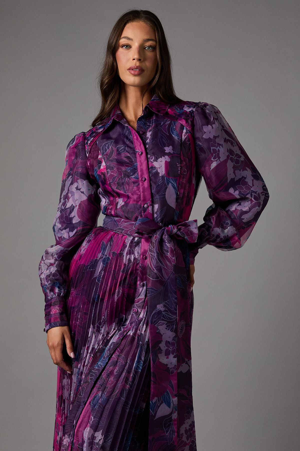 Coast Organza Printed Shirt Dress Purple image 2