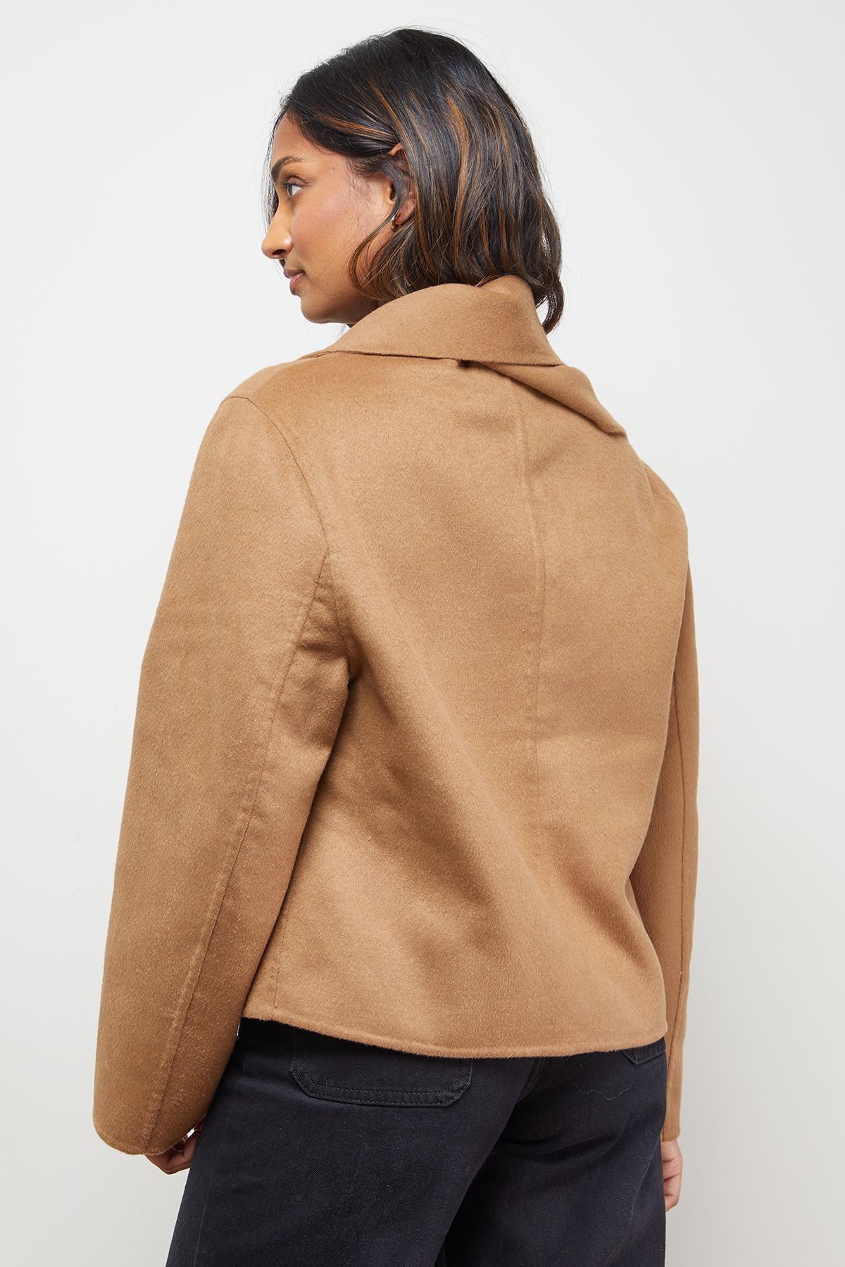 Oasis Stitched Scarf Longline Jacket Coat Chocolate image 3