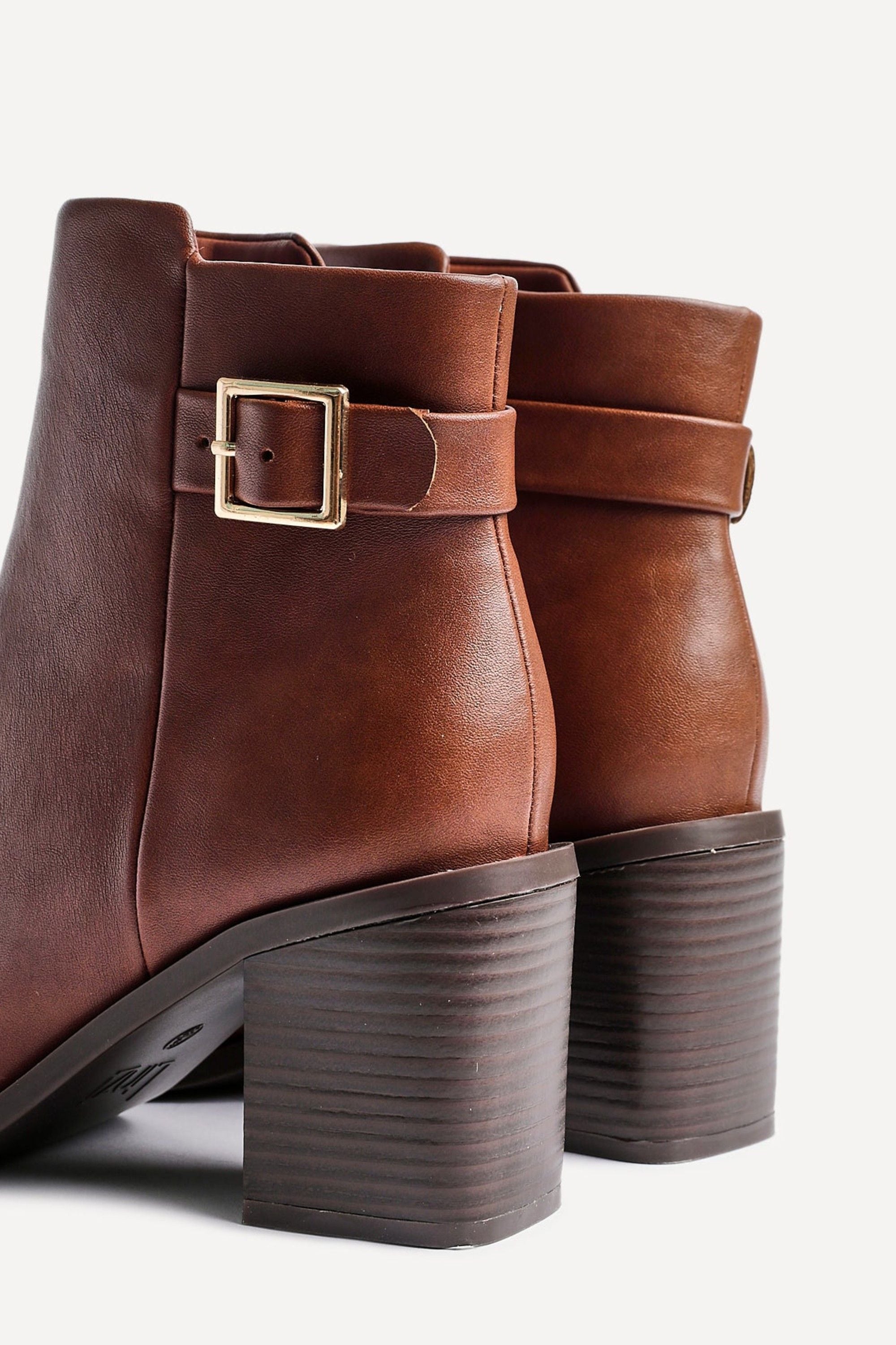 Linzi Rise Tan Faux Leather Block Heeled Ankle Boot image 5