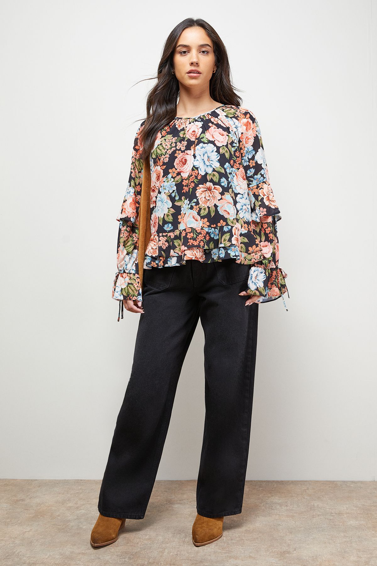 Oasis Boho Ruffle Top Multi image 4