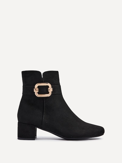 Linzi Daphne Black Faux Suede Block Heel Ankle Boot