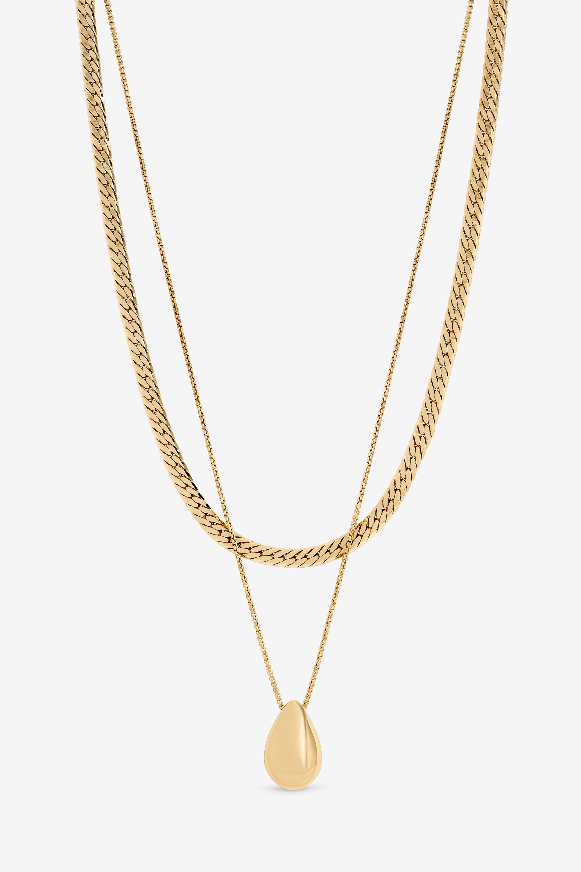 Mood Gold Polished Double Row Sculpted Nugget Pendant image 1