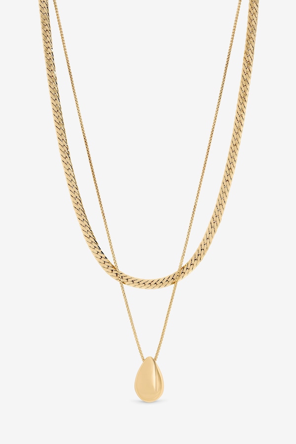 Mood Gold Polished Double Row Sculpted Nugget Pendant