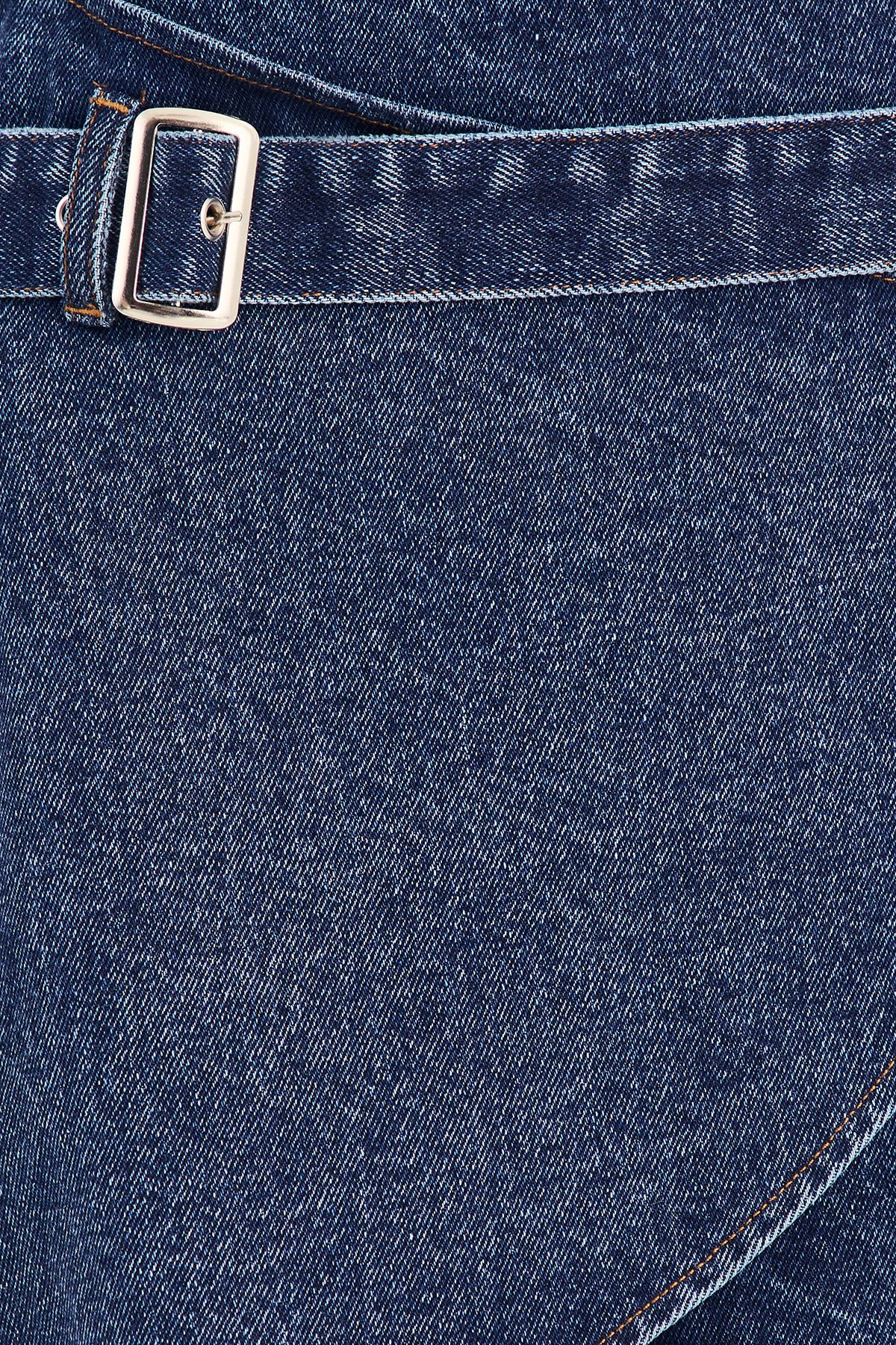 NastyGal Belted Denim Mini Skirt Indigo image 5