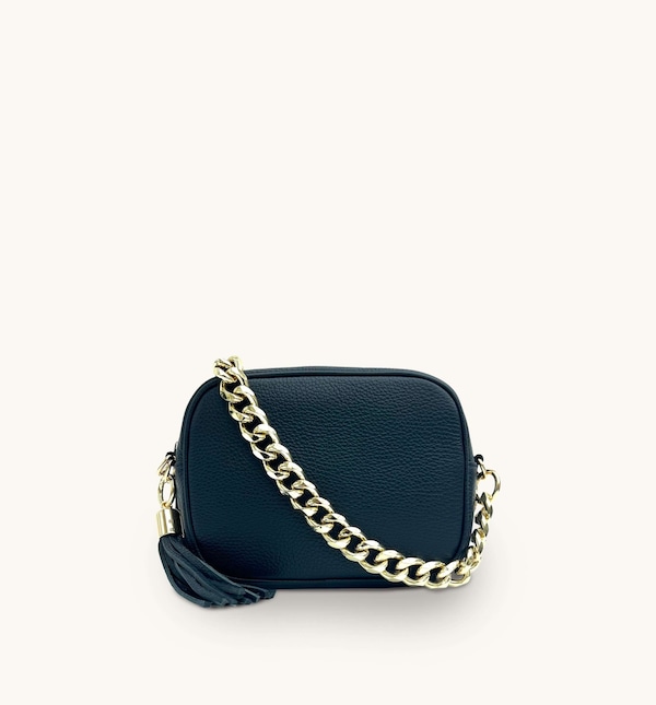 Apatchy London Leather Crossbody Bag With Gold Chain Shoulder Strap