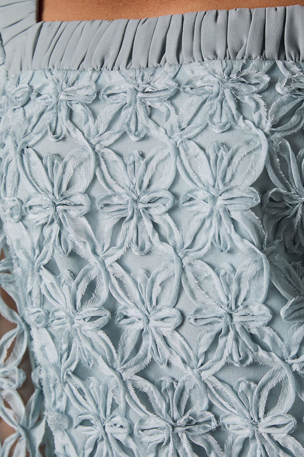 Coast Long Sleeve Square Neck Embroidered Mini Dress Blue image 5