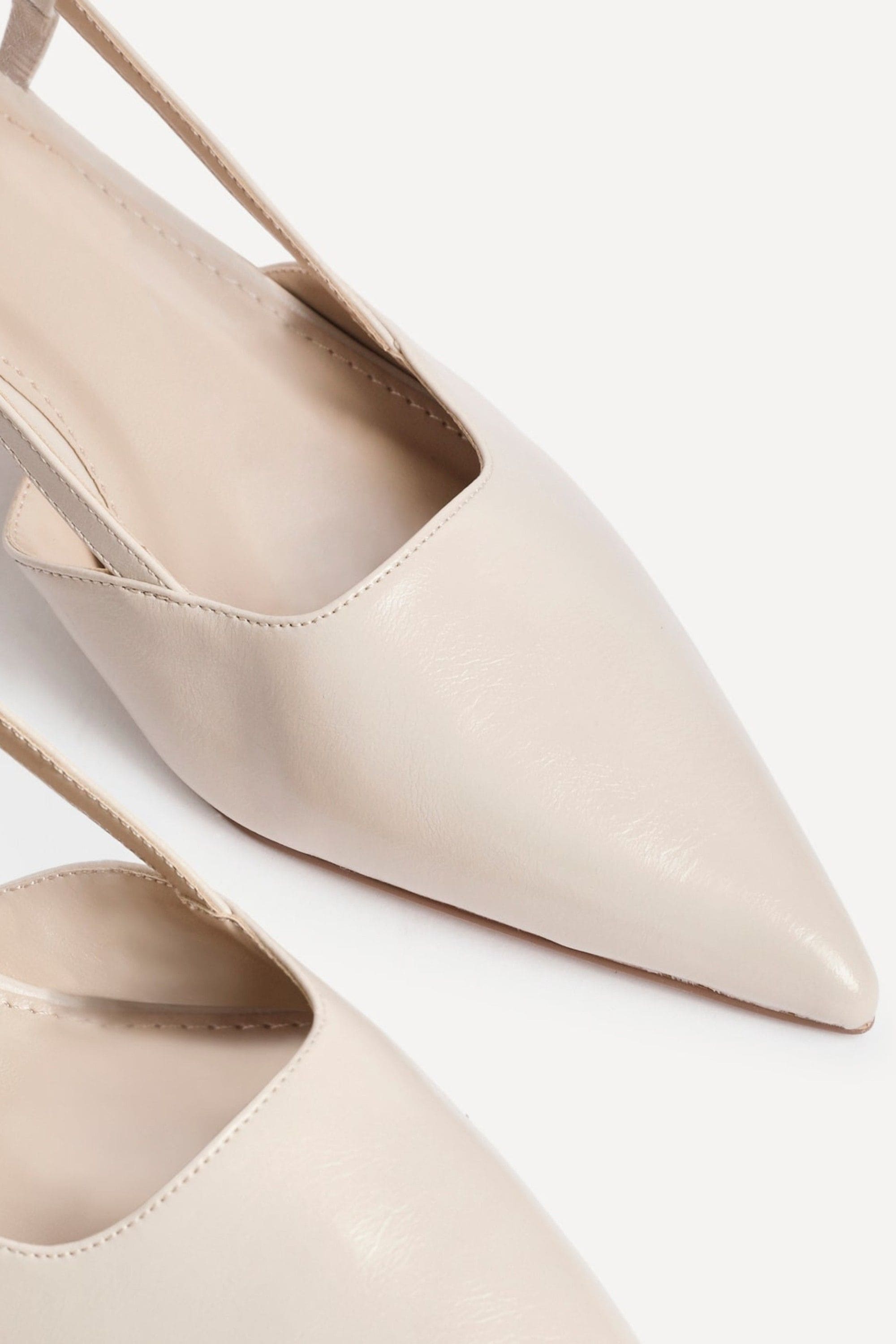 Linzi Refined Nude Faux Leather Slingback Kitten Court Heels image 5