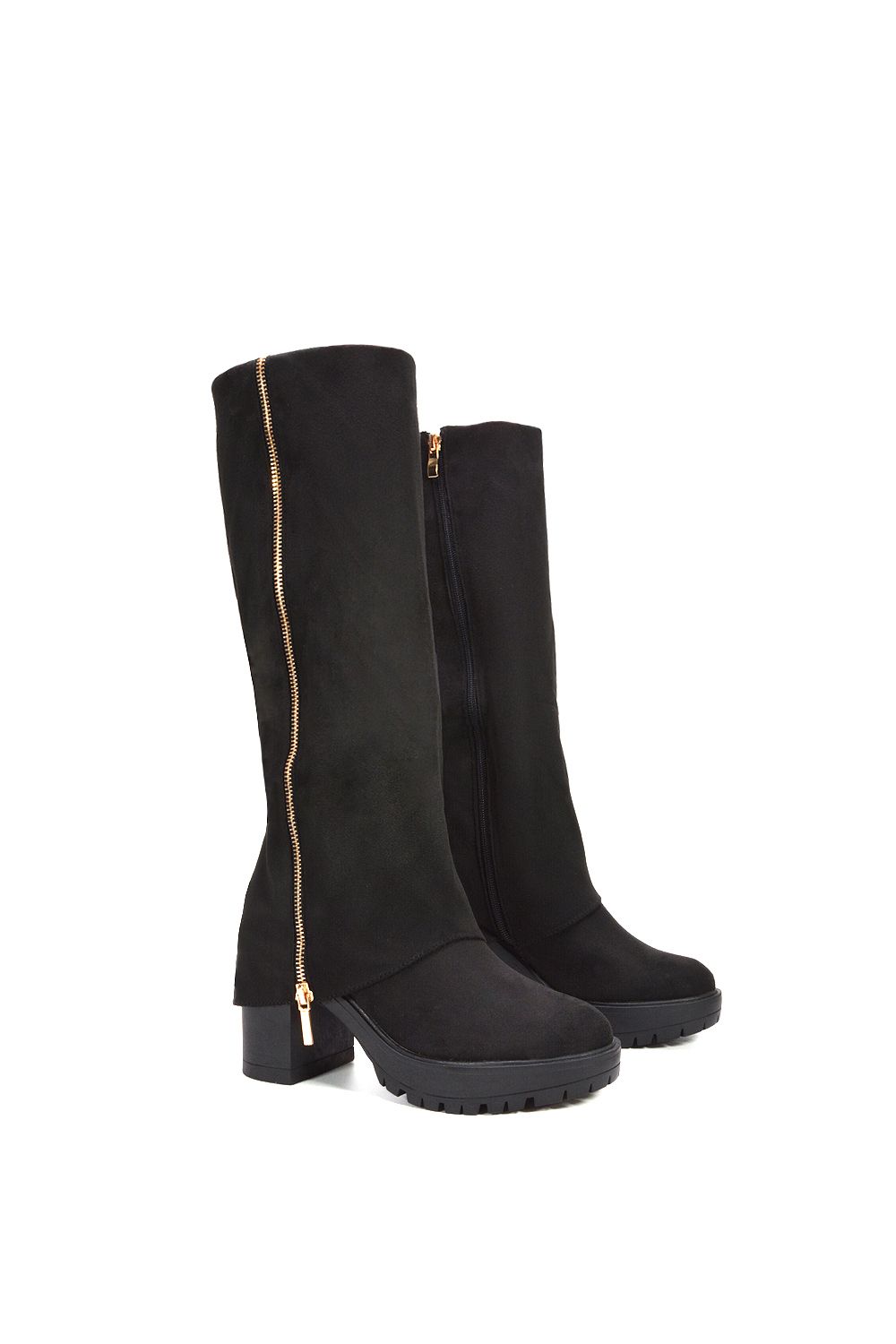 XY London 'Juliana' Chunky Platform Fold Over Knee High Boots image 5
