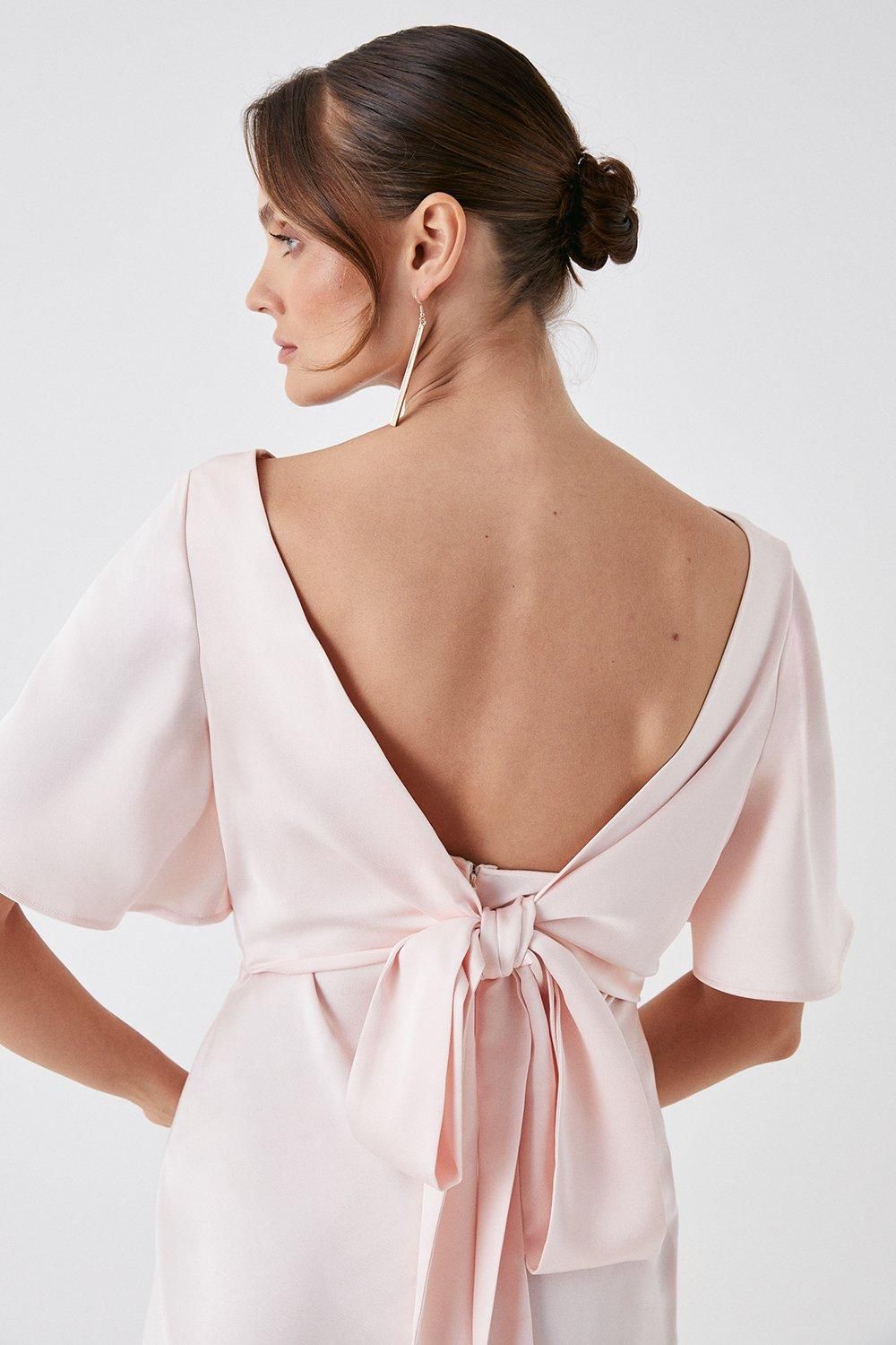 Coast Tie Back Satin Back Crepe Bridesmaid Dress Blush image 4