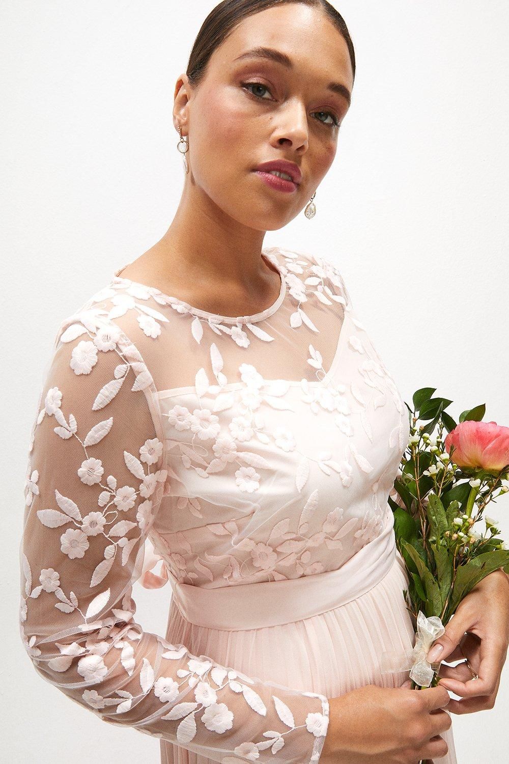 Coast Plus Size Embroidered Long Sleeve Maxi Dress Blush image 5