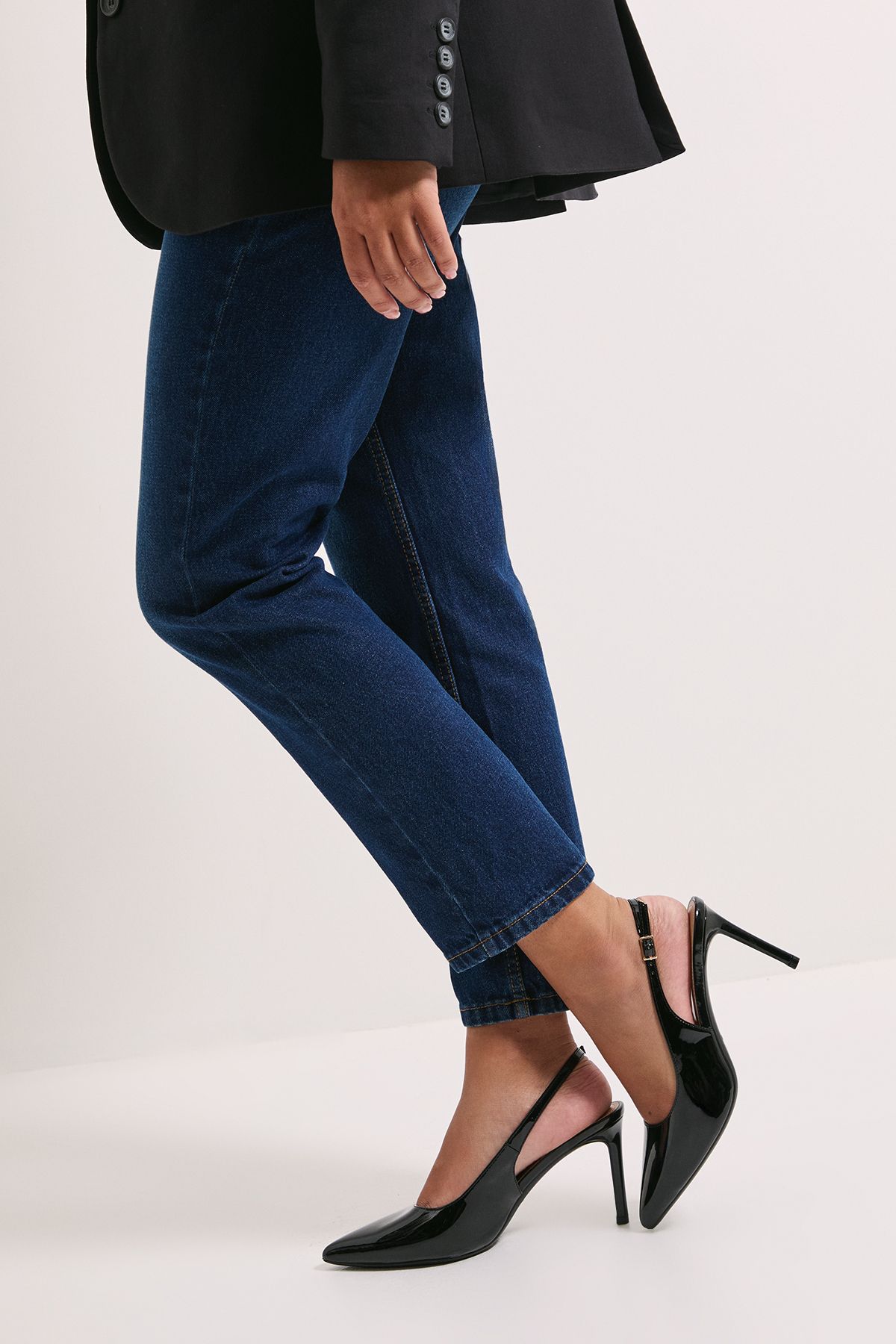 Dorothy Perkins Wide Fit Dasha Sling Back High Stiletto Court Shoes True Black image 2