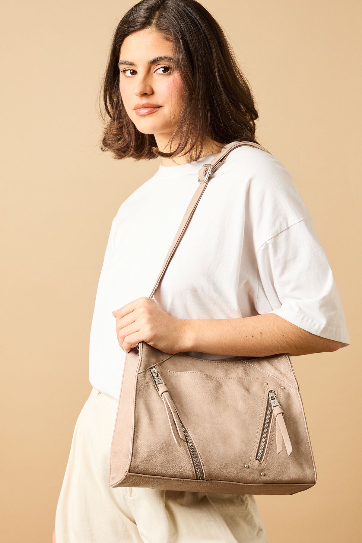 Oasis Joanna Faux Leather Shoulder Bag Tan image 2