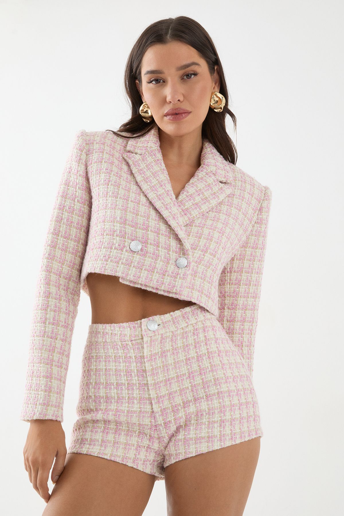 MissPap Boucle Button Detail Micro Short Pink image 4