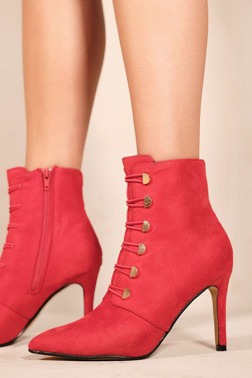 Where's That From 'Blythe' Pointed Toe Mid Heel Ankle Boots With Gold Buttons image 2