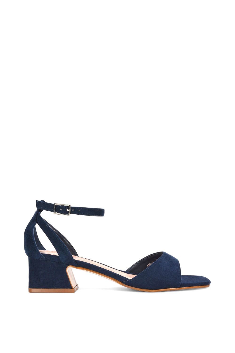 XY London 'Hayley' Ankle Strap Block Low Heel Sandals With Cut Out