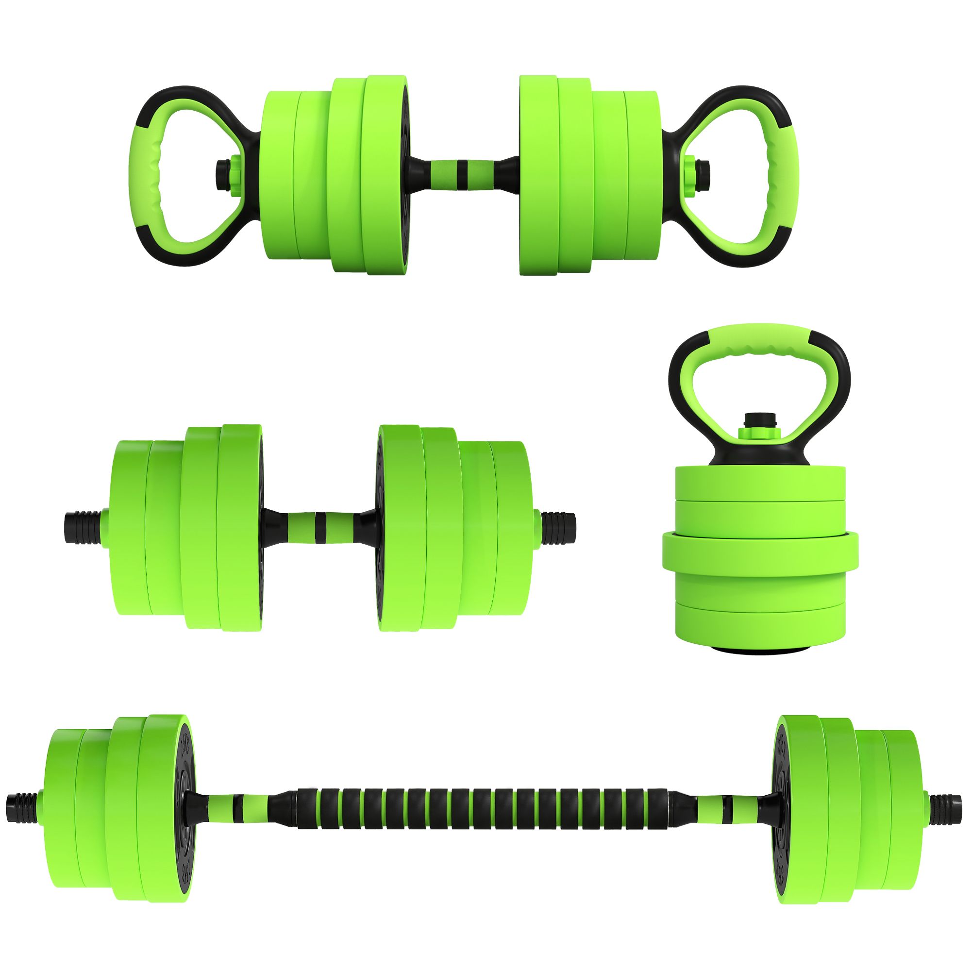 SPORTNOW 4-in-1 Weight Dumbbells Set, Barbell, Kettlebell, Push Up Stand image 2