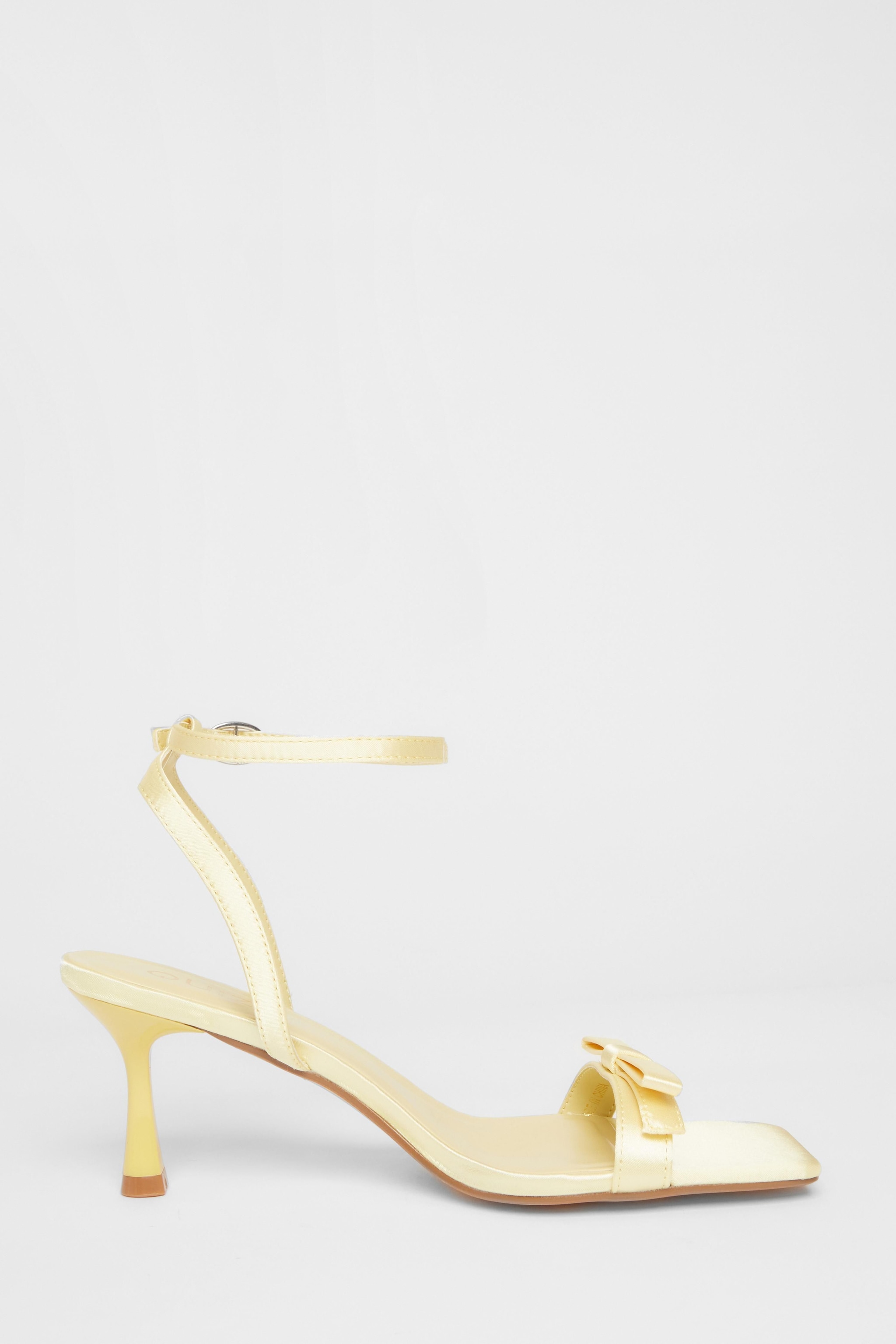 Quiz Yellow Satin Bow Heels image 5