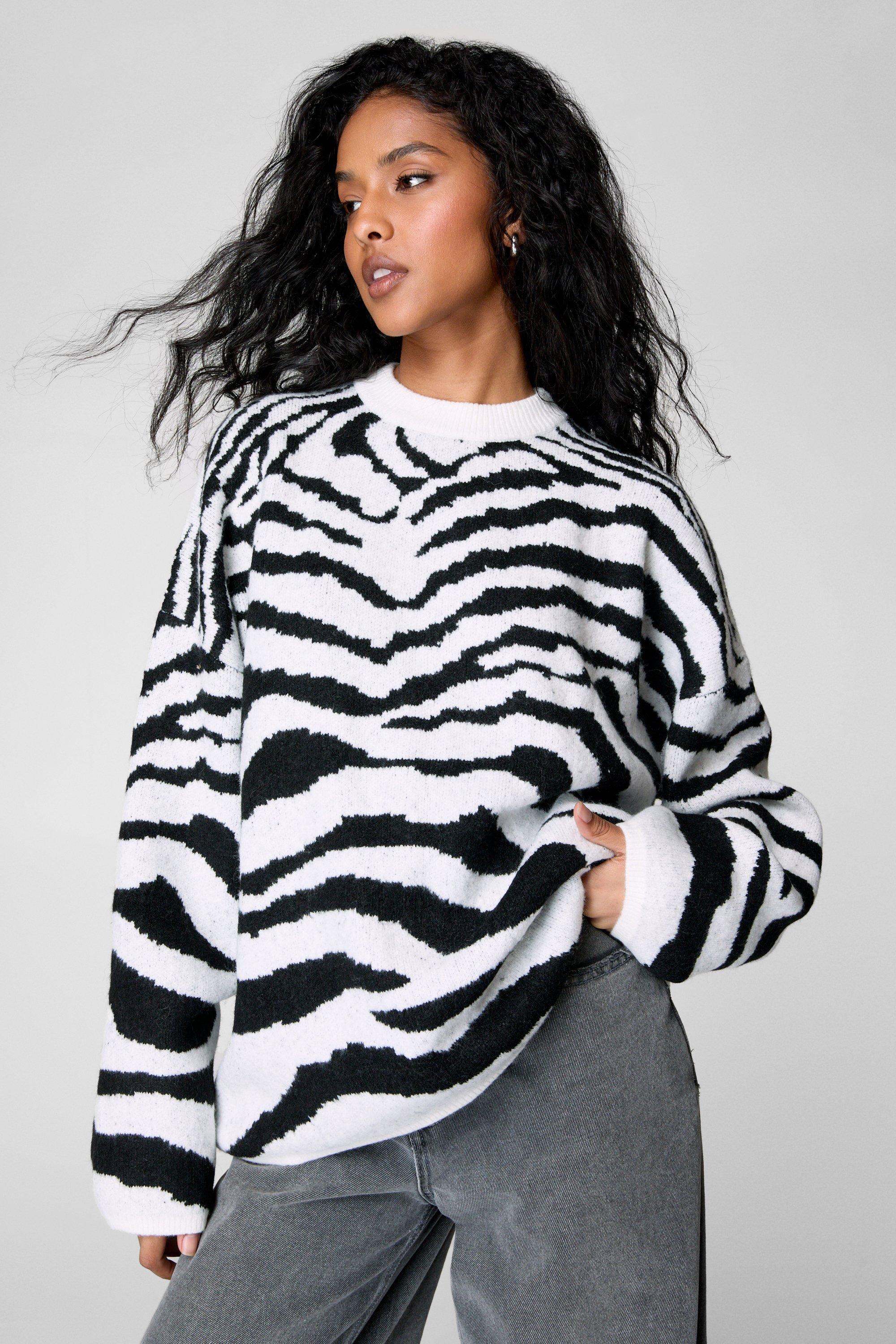 NastyGal (N) Zebra Oversized Sweater Black image 3