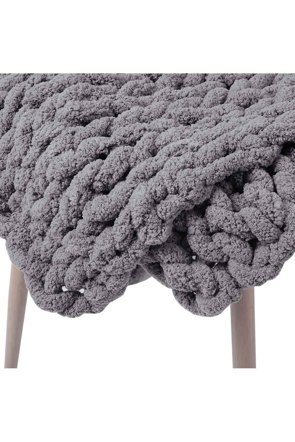 Living and Home Chunky Knit Blanket Throw 100% Hand Knit Chenille Chunky Throw Blanket for Couch 60 x 60cm image 3
