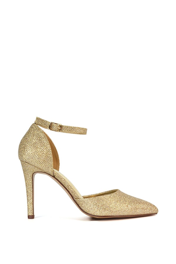 XY London 'Claire' D'Orsay Point Toe Ankle Strap Stiletto Heel Court Shoes