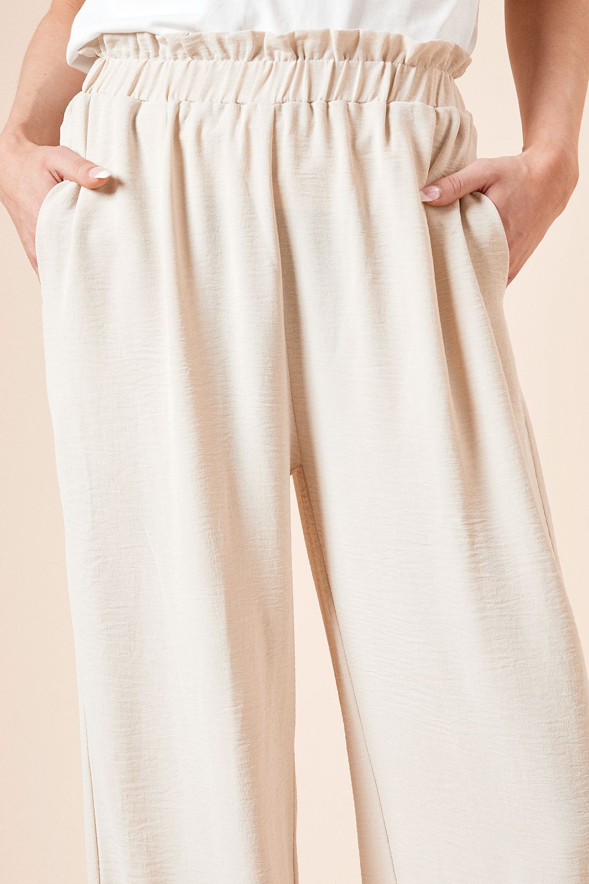 Dorothy Perkins Paperbag Waist Wide Leg Trouser Stone image 4