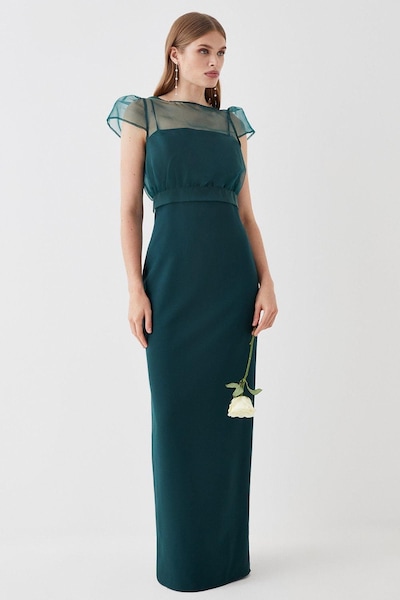 Coast Organza Top Crepe Bodice Multiwear Bridesmaids Dress Forest