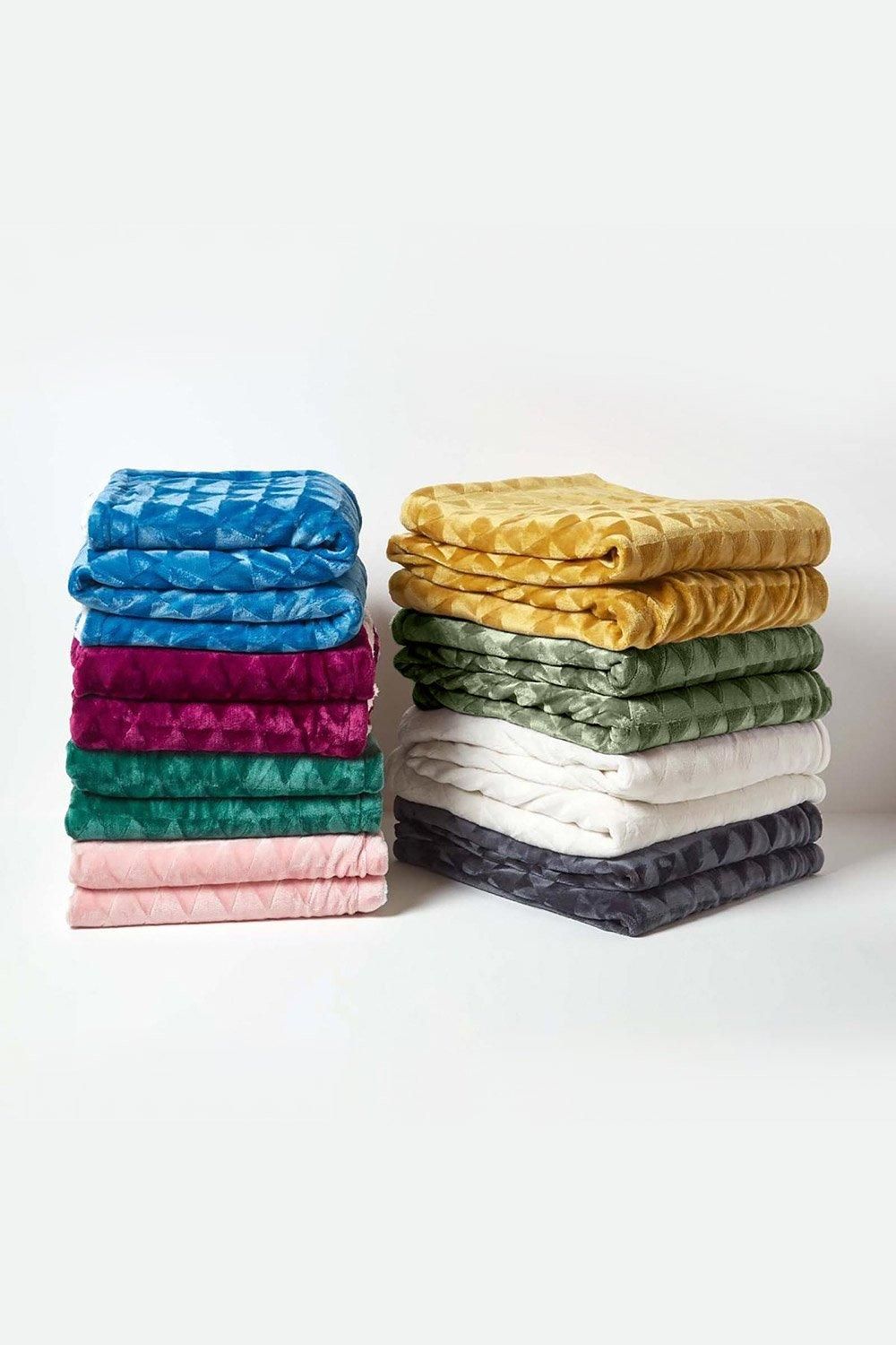 Homescapes Geometric Triangle Velvet Throw image 6