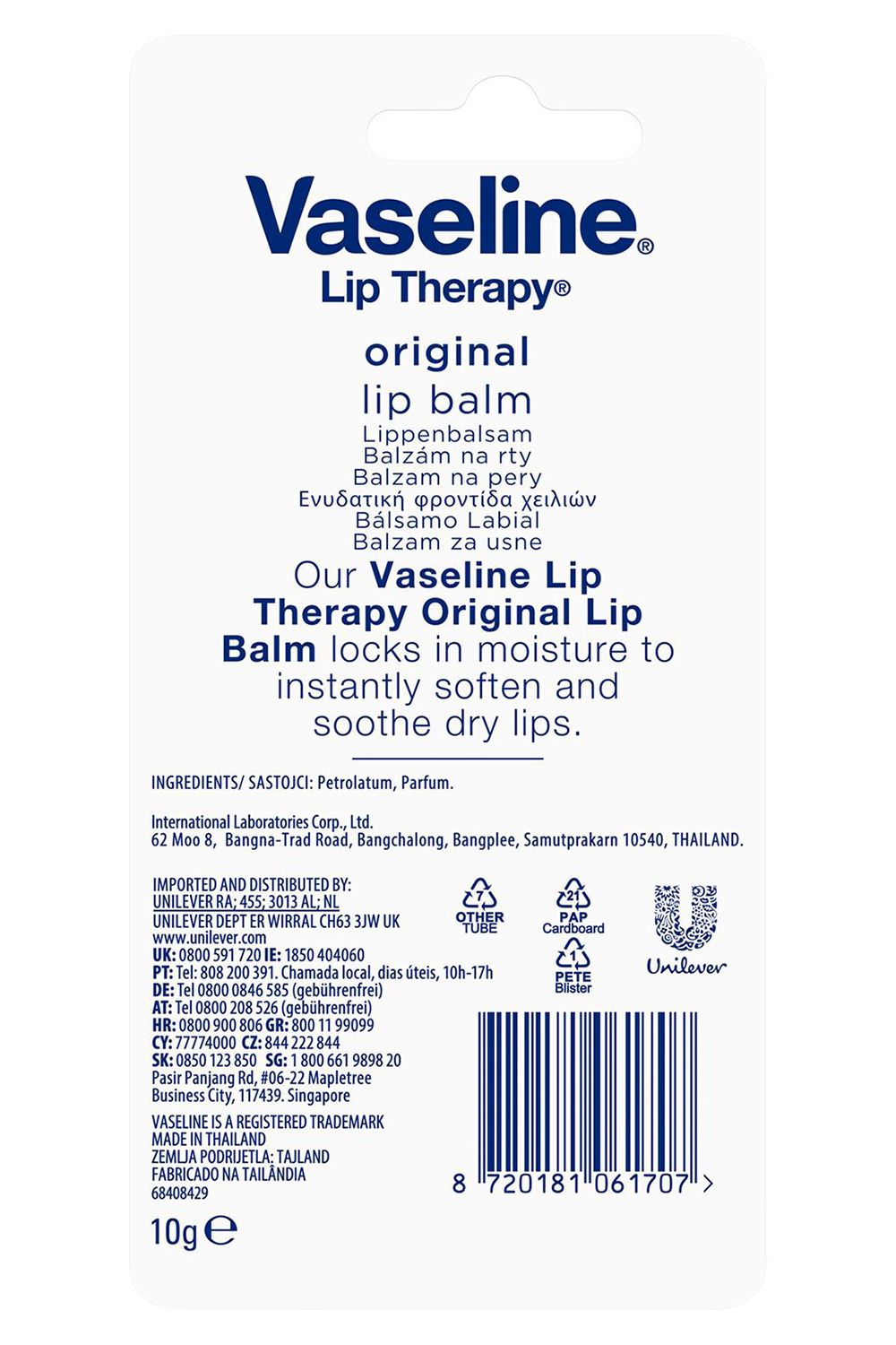 Vaseline LipTherapy Original 'LipBalm' For Instant softness & smoothness, 3x10g image 5