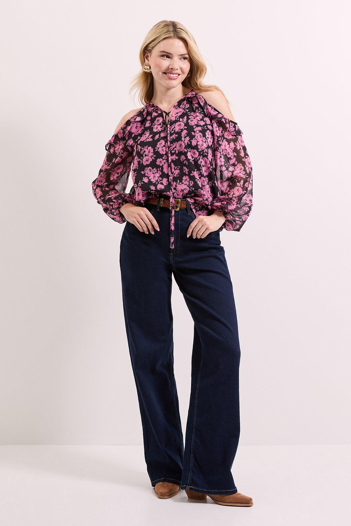 Dorothy Perkins Floral Floral Ruffle Detail Printed Chiffon