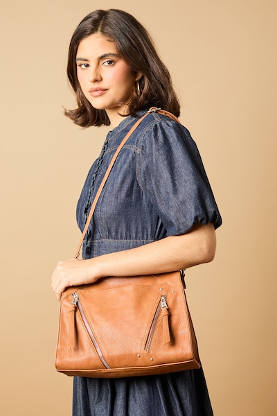 Oasis Joanna Faux Leather Shoulder Bag Stone