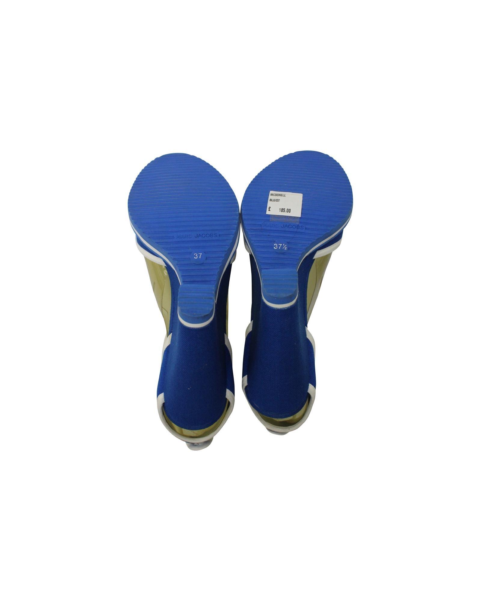 Marc Jacobs Preloved Wedge Sandals Bow Platform Wo - Blue Wedge image 7