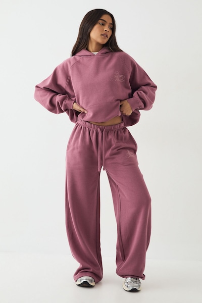DSGN Studio DSGN Studio Script Embroidered Straight Leg Jogger Rose