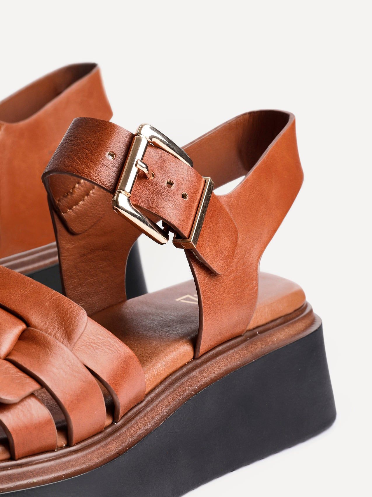 Linzi Zuri Tan Faux Leather Woven Flatform Sandals image 5