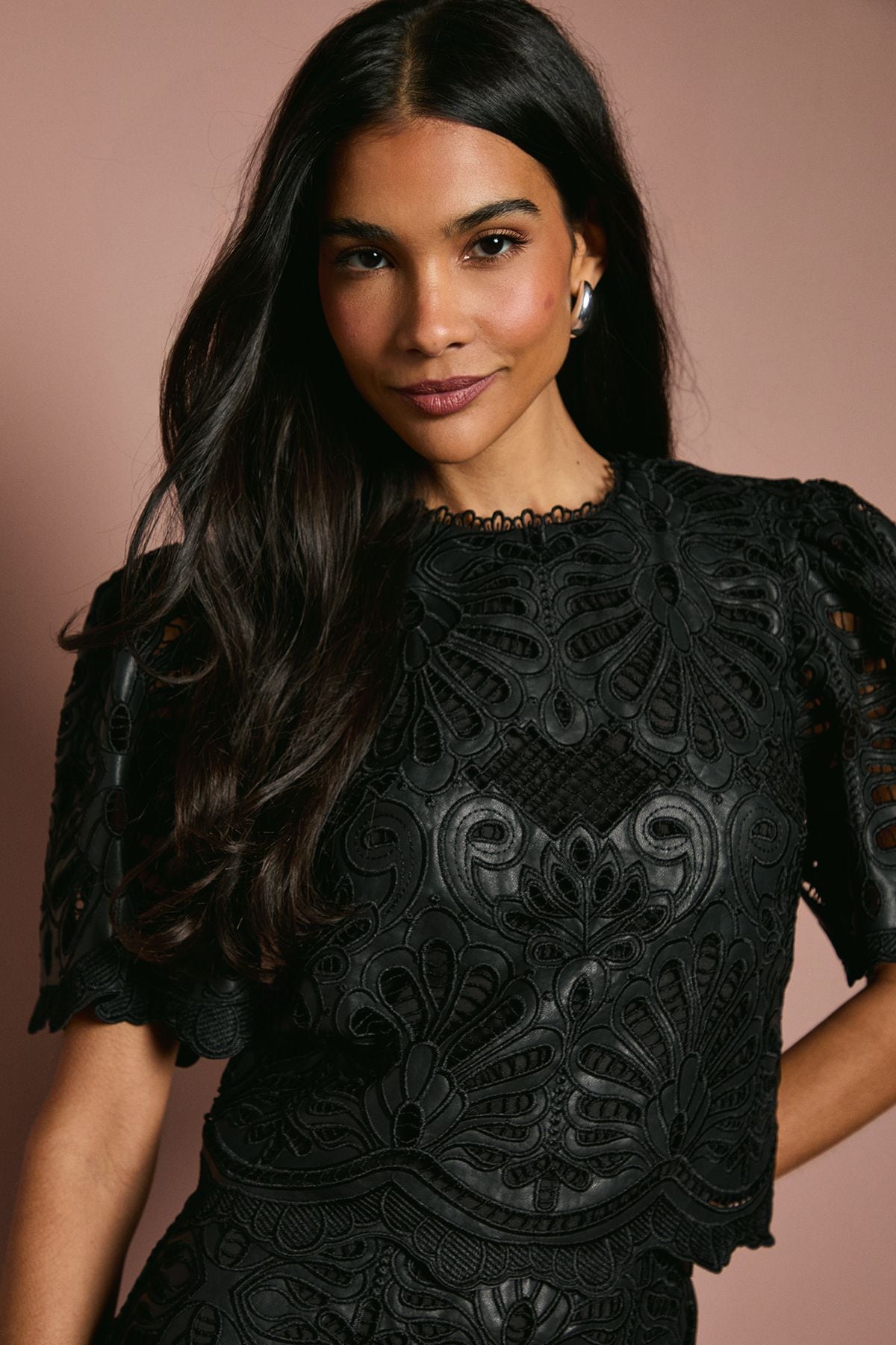 Coast PU Lace Top Black image 4