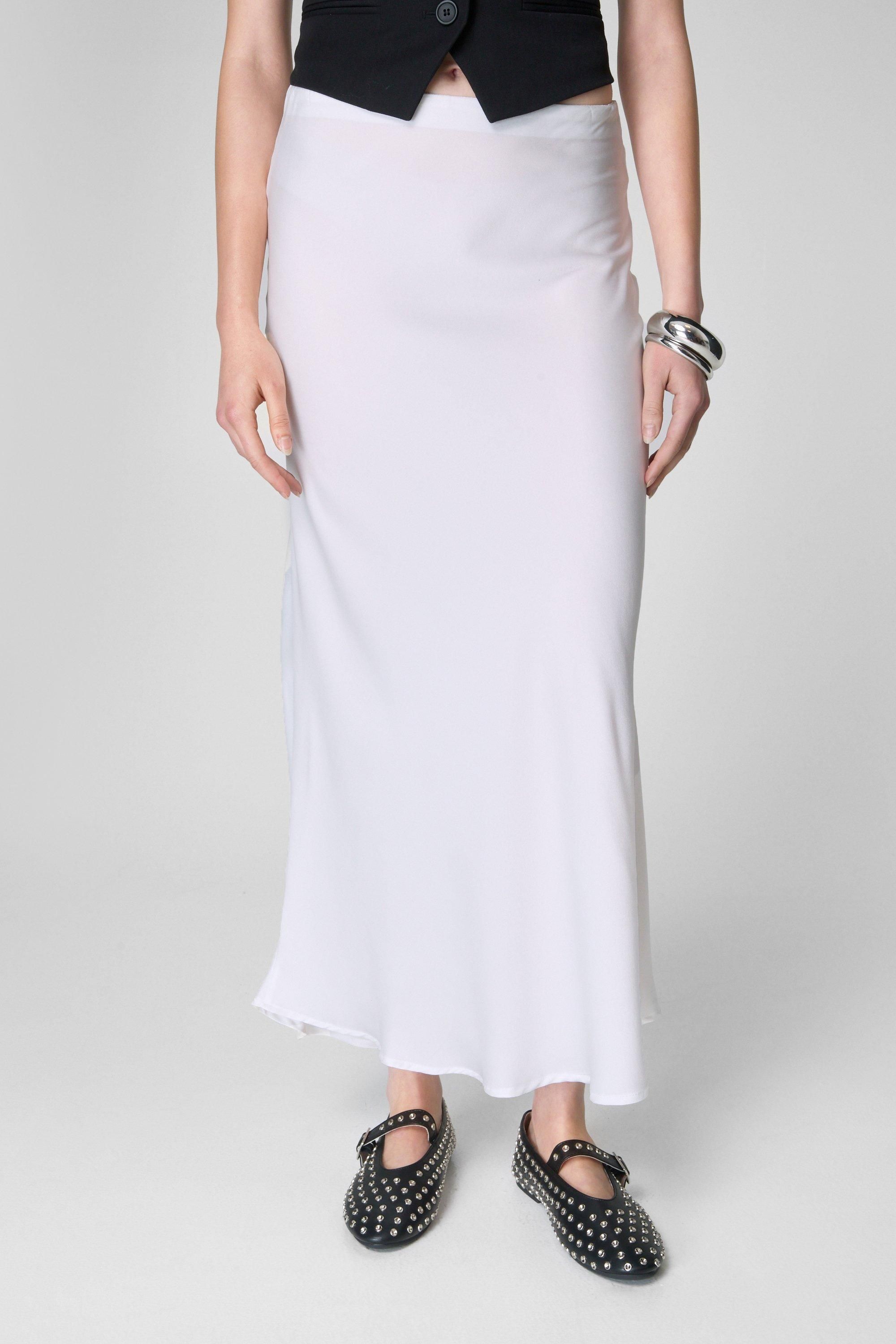NastyGal Satin Maxi Skirt Ivory image 3