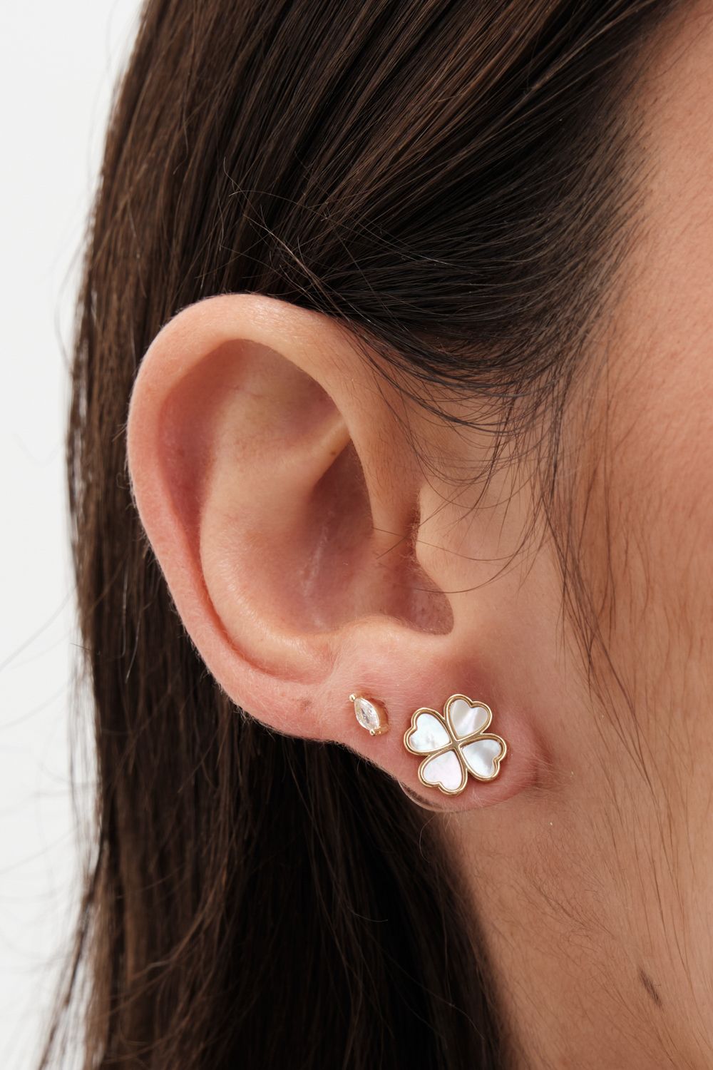 Jon Richard Gold Plated And Mother Of Pearl Heart Clover Stud Earrings image 2