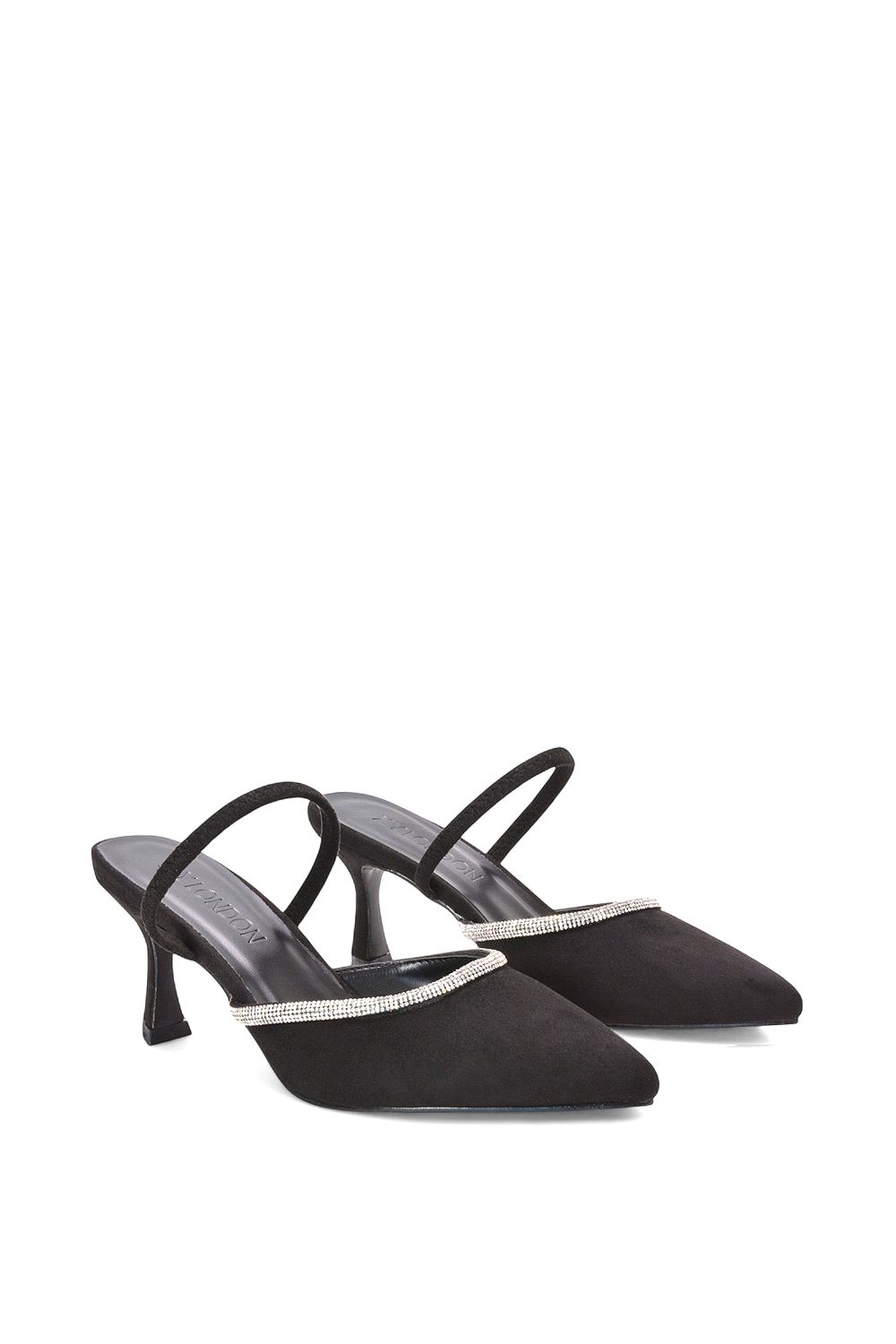 XY London 'Carlene' Diamante Trim Pointed Toe Mid Stiletto Heel Court Heels image 5