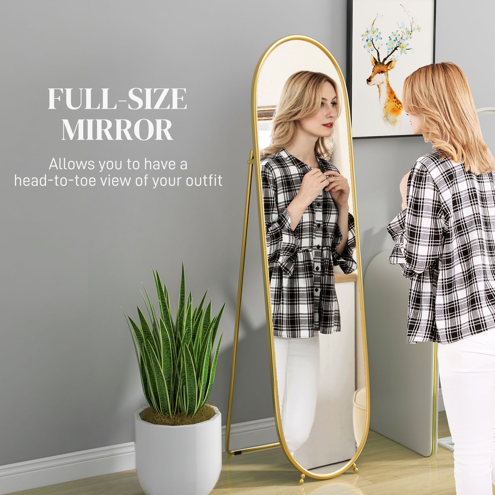 HOMCOM Full Length Mirror 160x40cm Hanging or Leaning Free Standing Floor Mirror image 4