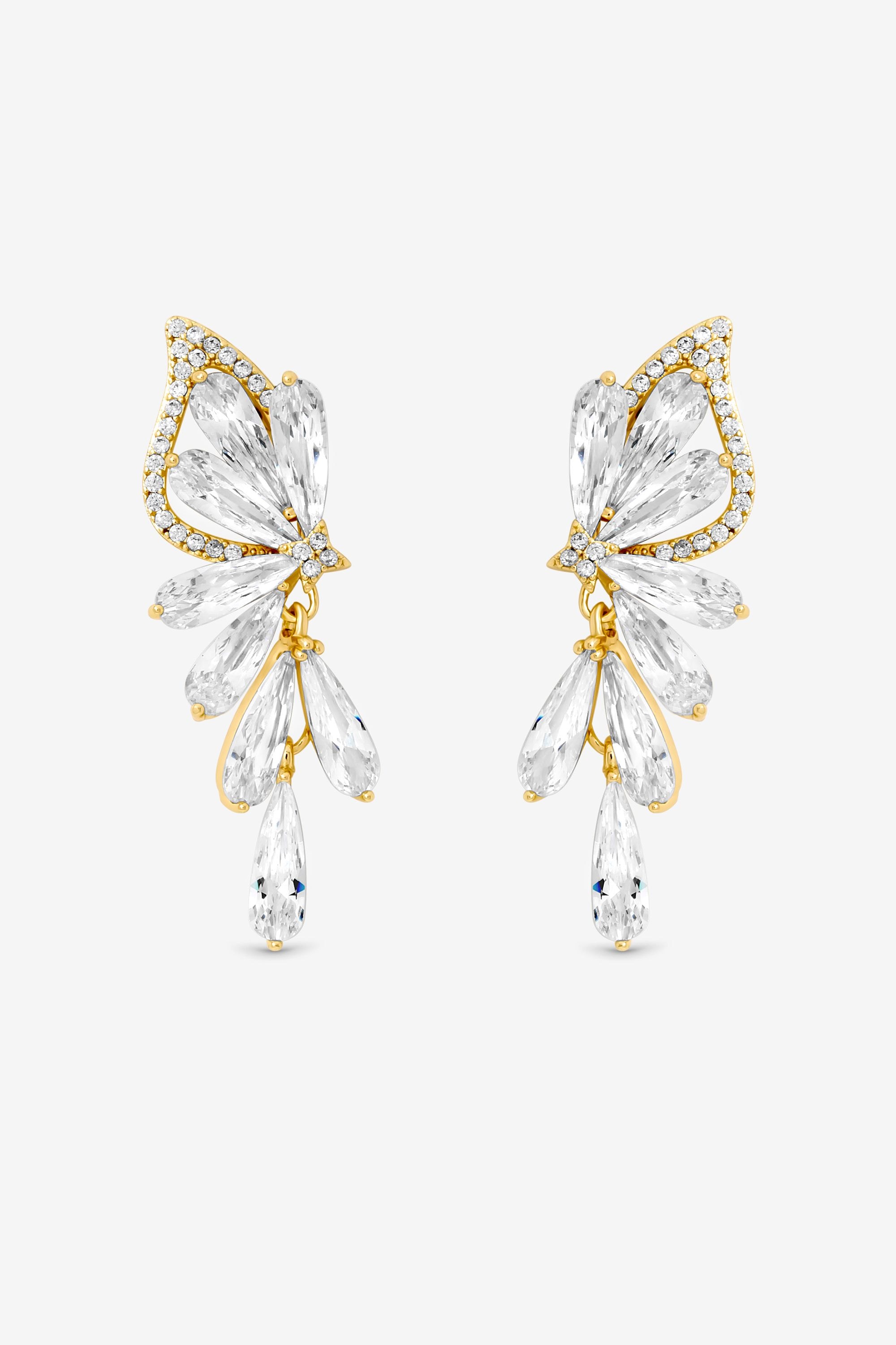 Jon Richard Gold Plated Crystal Floral Droplet Earrings image 1