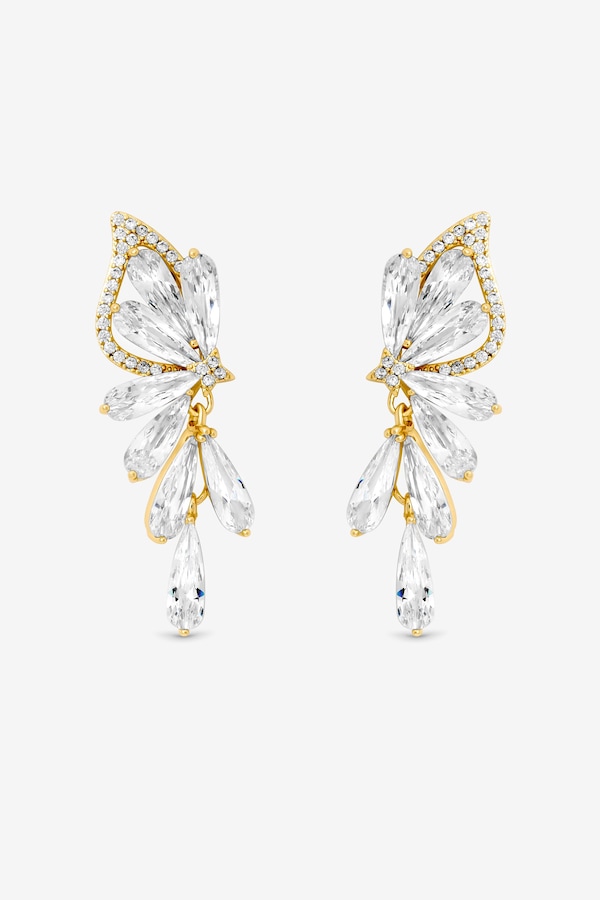Jon Richard Gold Plated Crystal Floral Droplet Earrings