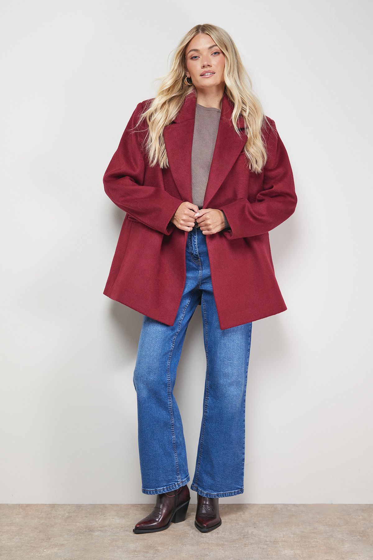 Oasis Relaxed Blazer Coat Berry image 1