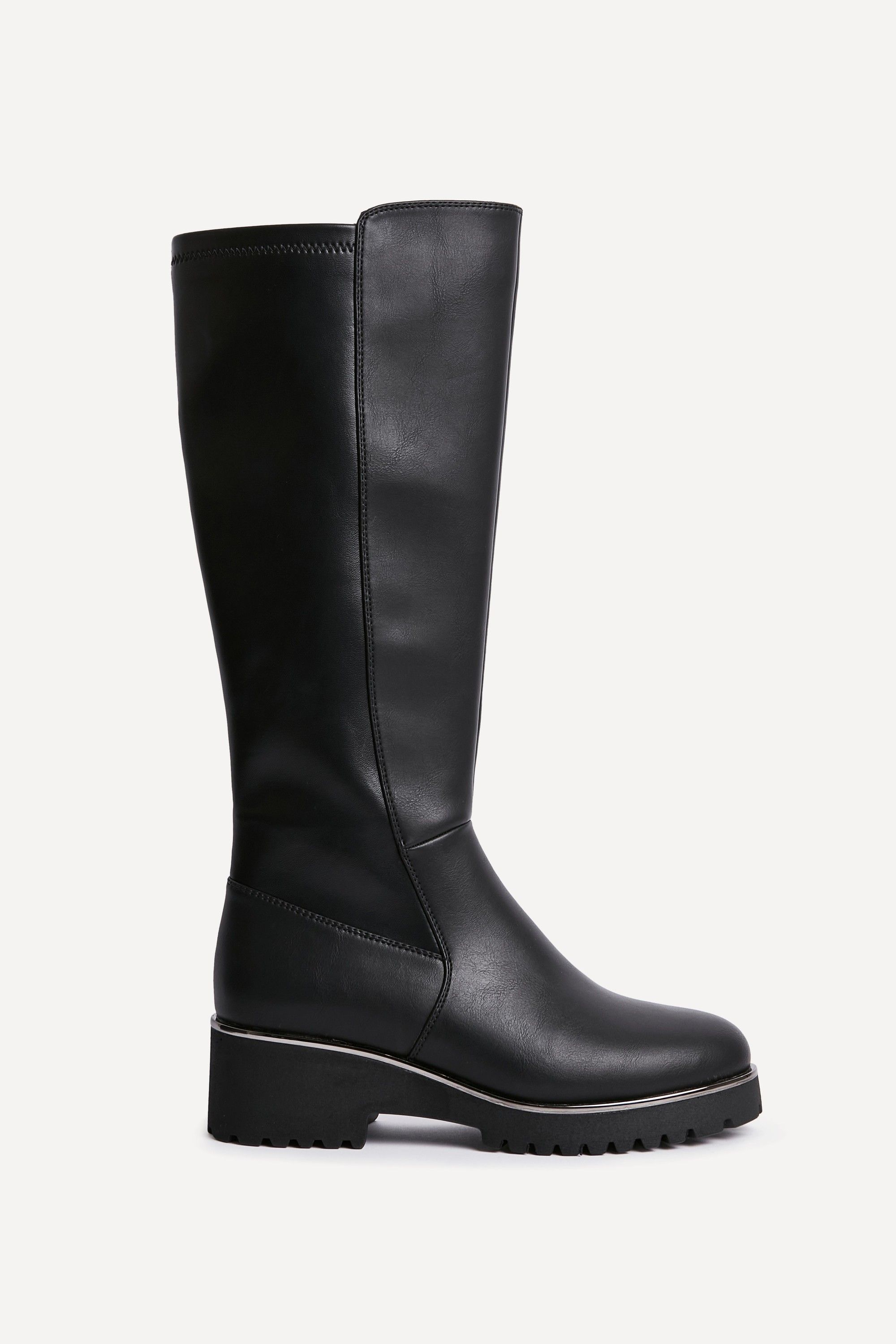 Linzi Gravity Black Faux Leather Long Boot