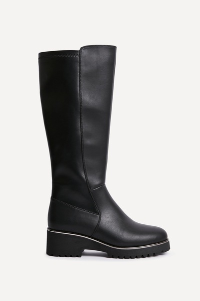 Linzi Gravity Black Faux Leather Long Boot