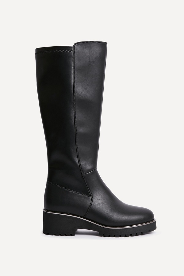 Linzi Gravity Black Faux Leather Long Boot