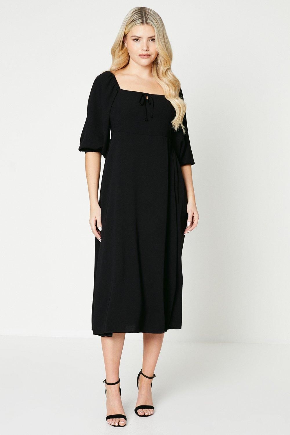 Dorothy Perkins Square Neck Midi Dress Black