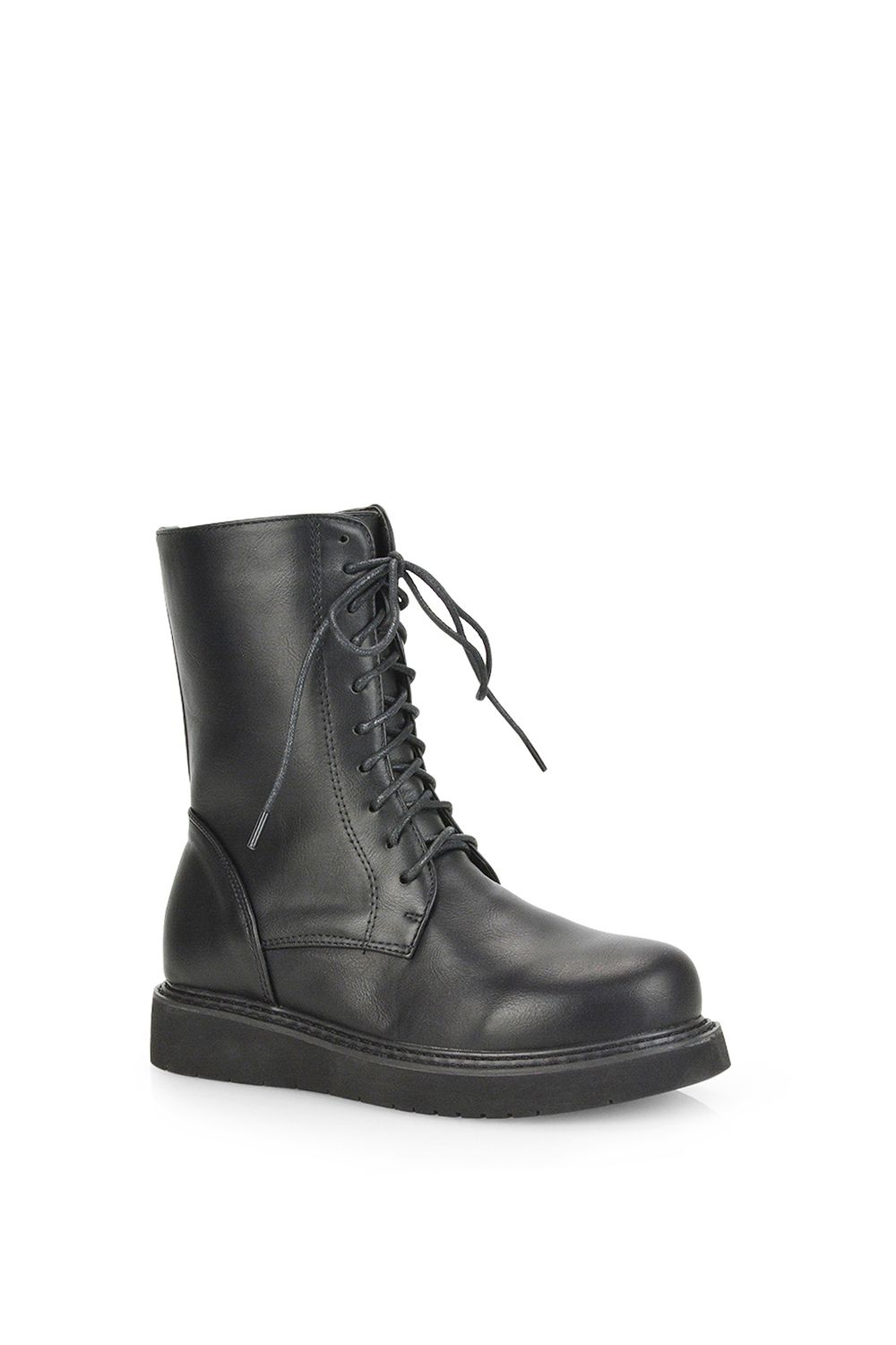 XY London 'Lizzo' Flat Chunky Sole Zip-Up Flatform Lace up Ankle Biker Boots image 2