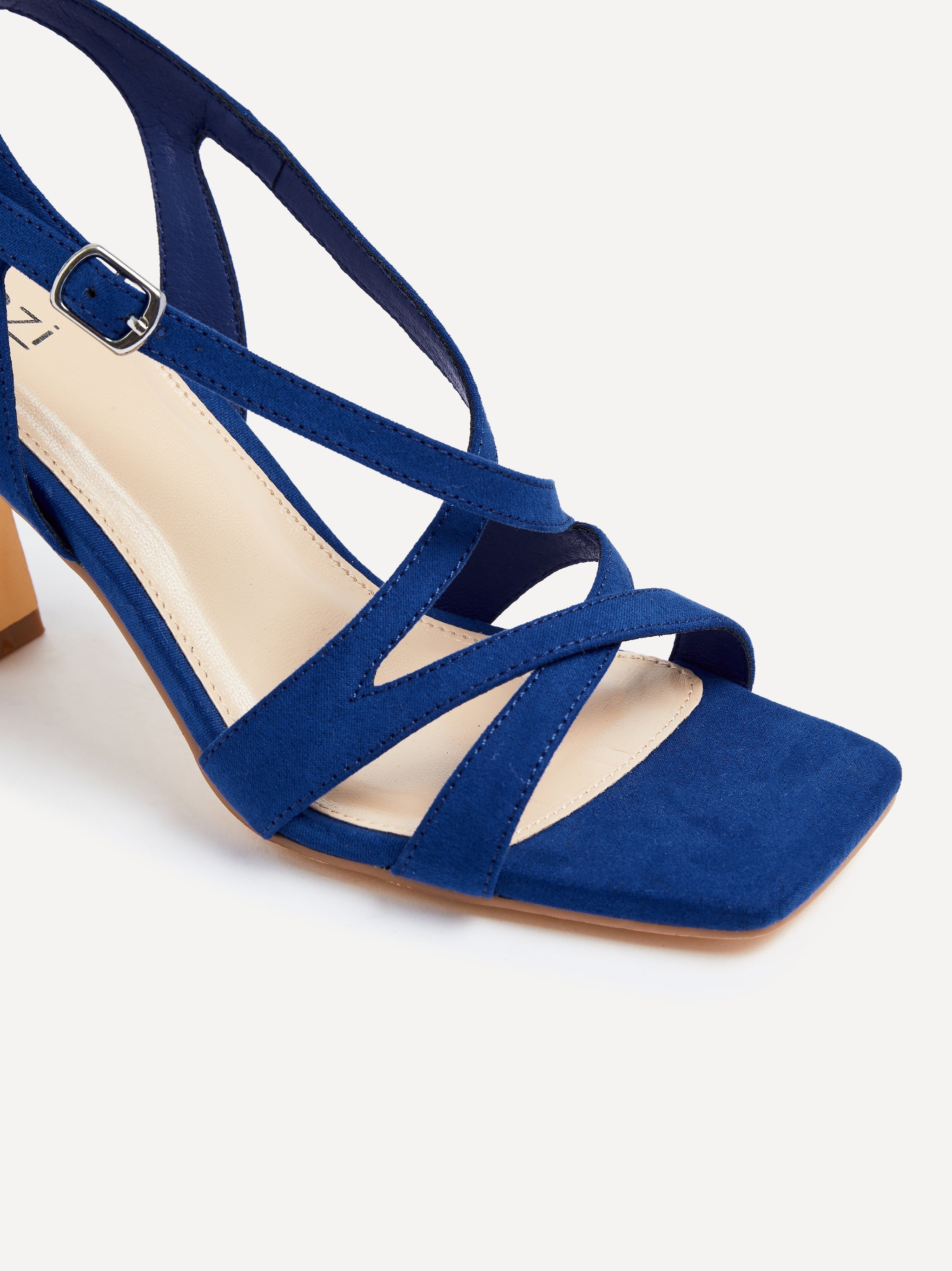 Linzi Liberty Cobalt Blue Faux Suede Square Toe Caged Heel image 5