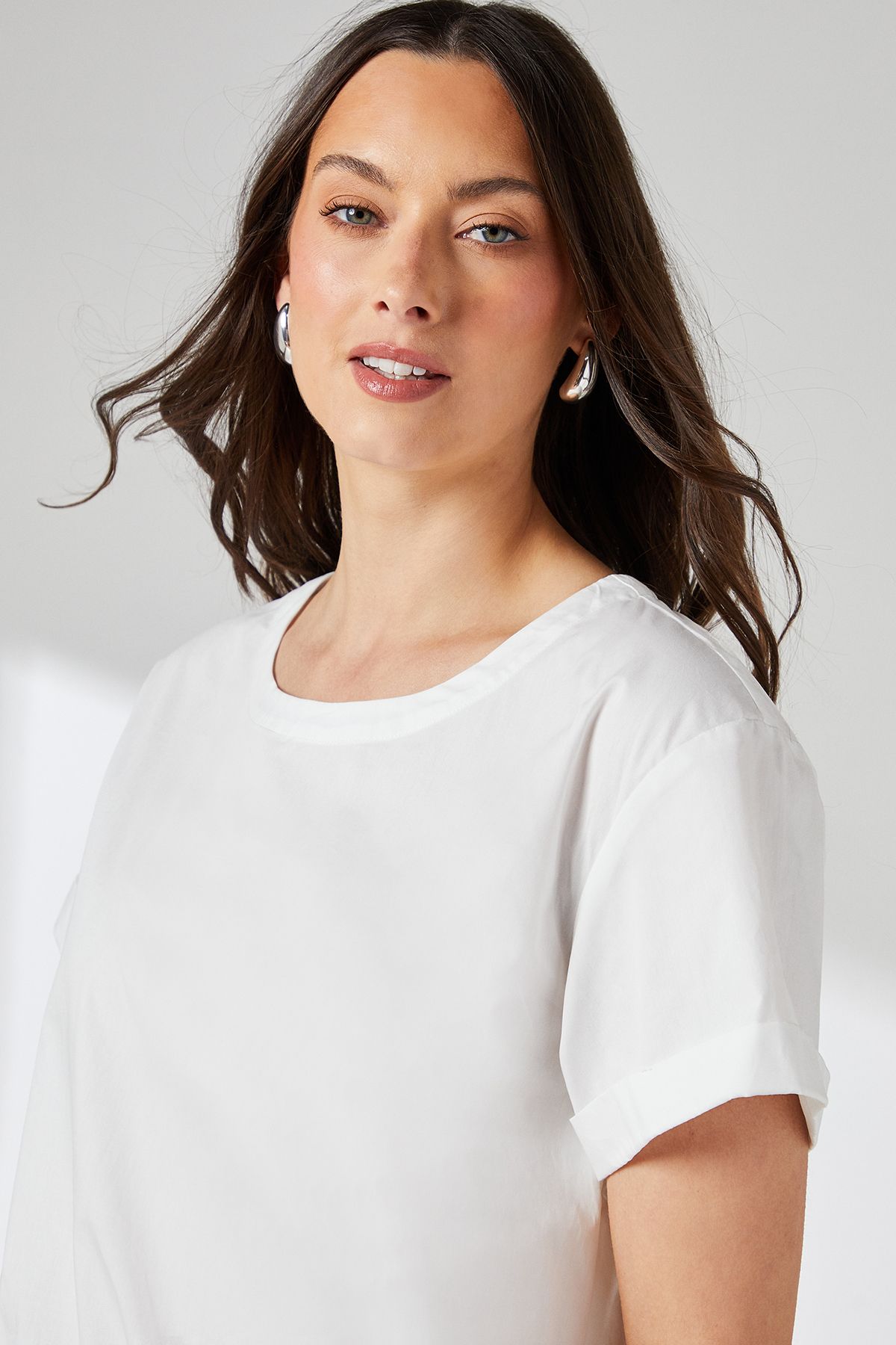 Principles Cotton Elasticated Hem Crew Neck Top Ivory image 4